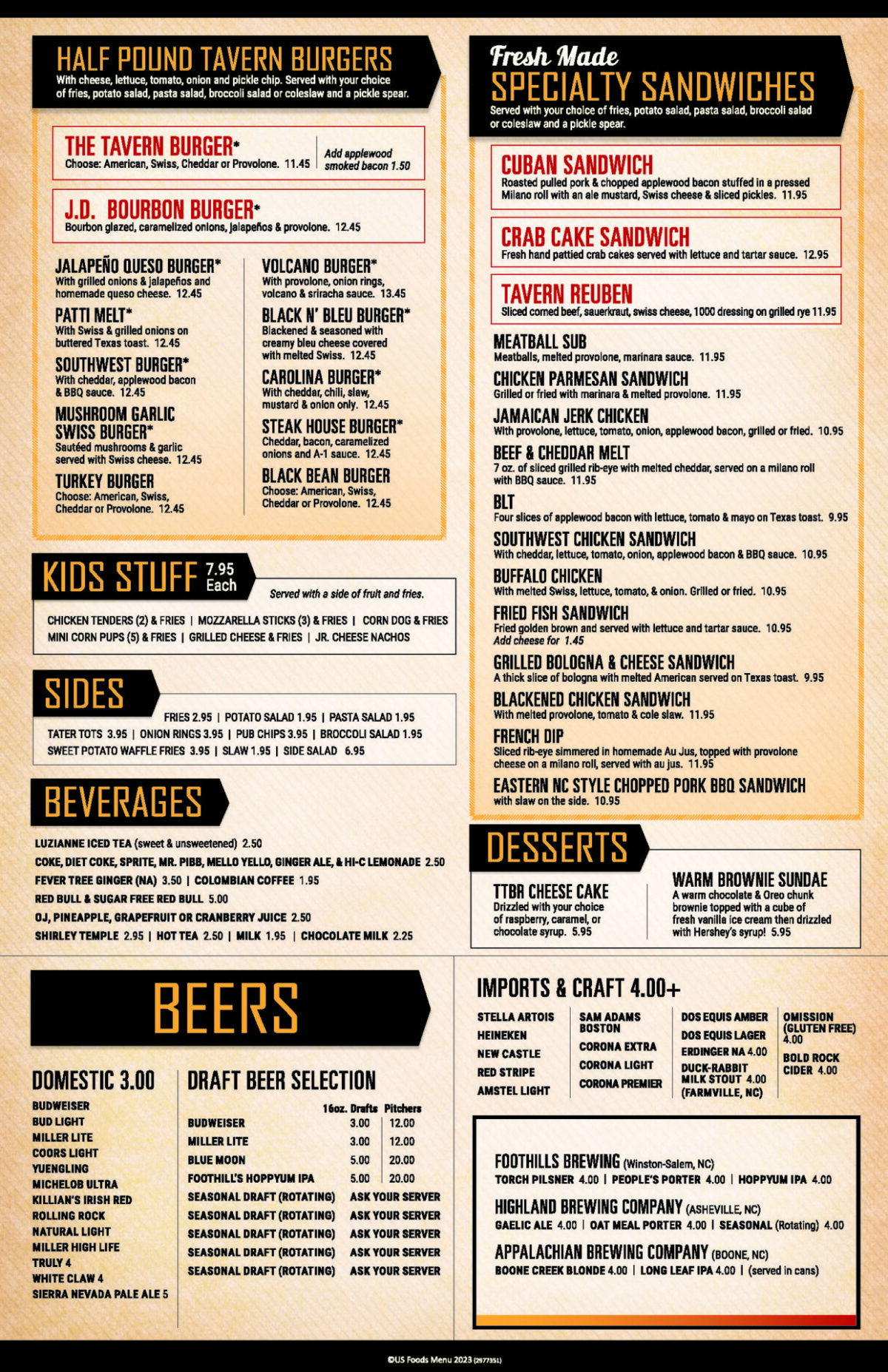 Our Menu/Order Online - Town Tavern of Morganton Restaurant